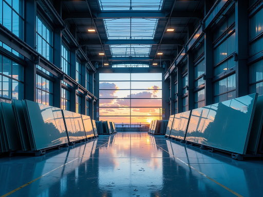 宜昌新丰门业公司外景，现代化厂房建筑，绿色厂区环境，阳光明媚天气